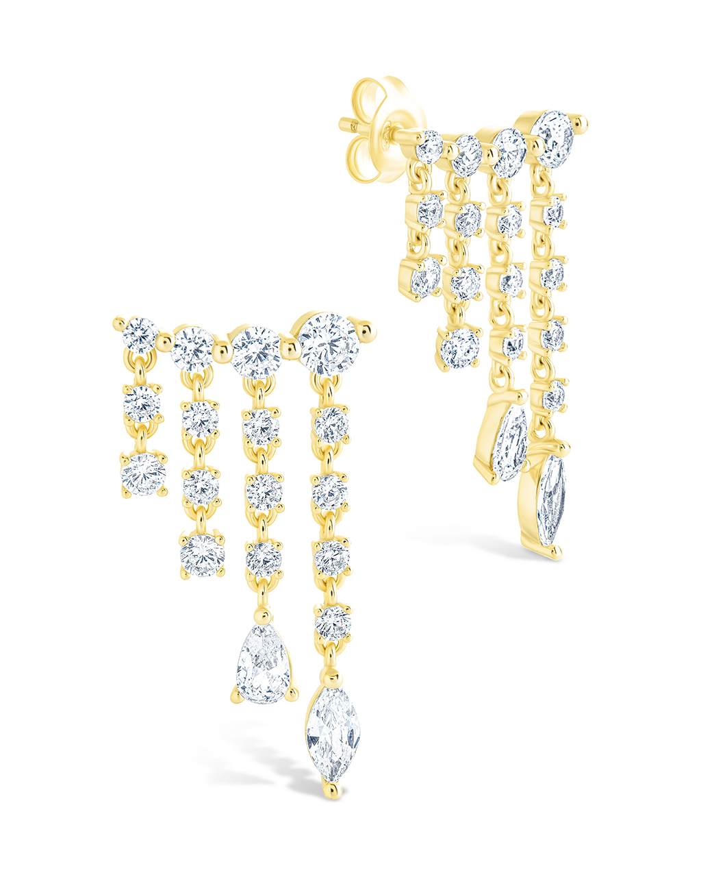 Sterling Silver Adrian CZ Waterfall Statement Studs