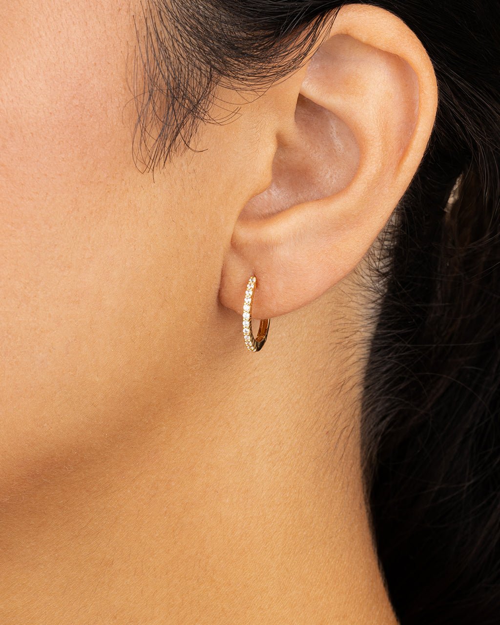 Sterling Silver Pave CZ Micro Hoops