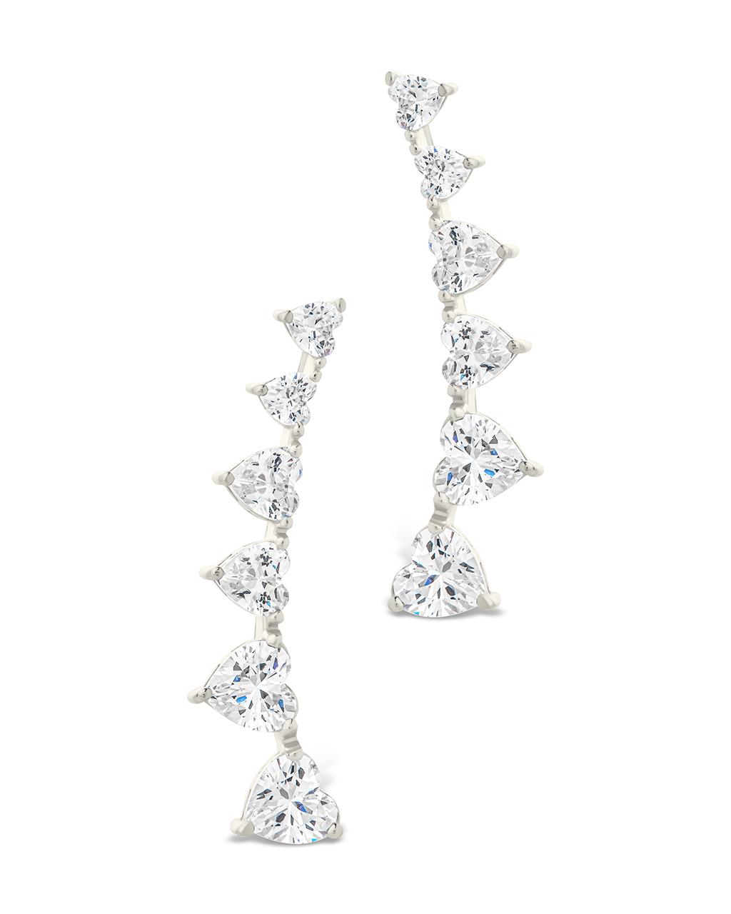 Sterling Silver Jillian CZ Heart Crawler Studs