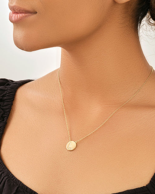 14K Gold Plated Sterling Silver CZ Round Initial Necklace