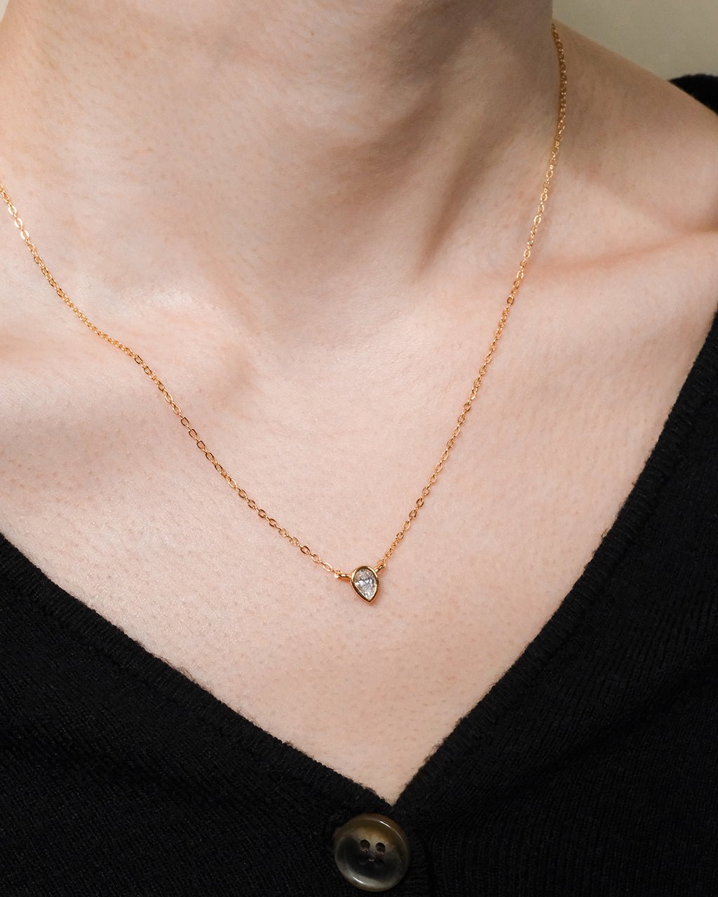 Sterling Silver Pear Bezel Set Pendant