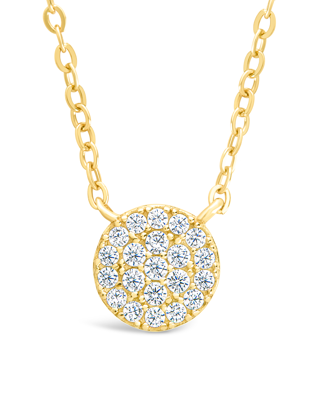 Sterling Silver CZ Disc Pendant