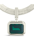 Calder CZ & Herringbone Pendant Necklace