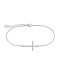 Sterling Silver Sideways CZ Cross Bracelet